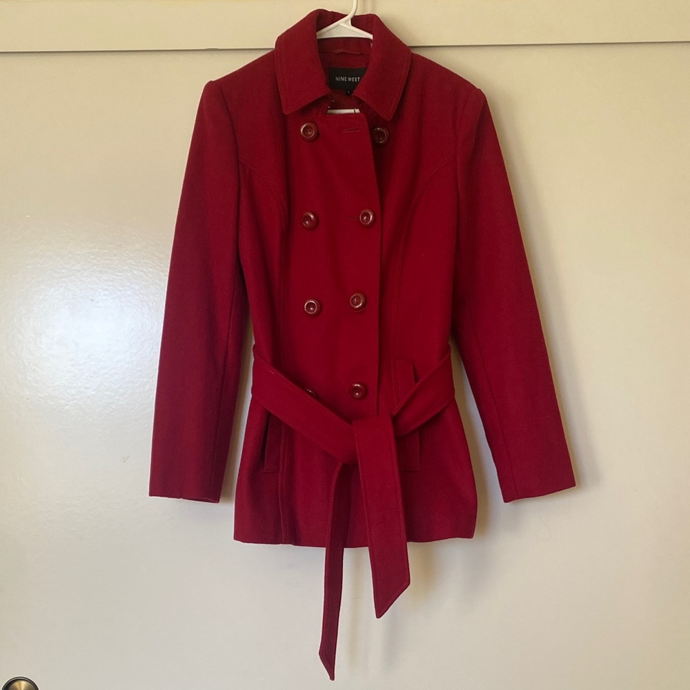Nine West Elegant Red Pea Coat
